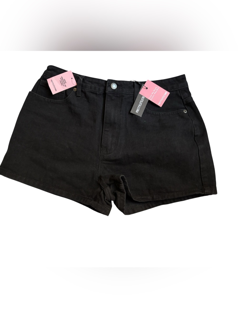 PrettyLittleThing Black Denim High-Waist Shorts
